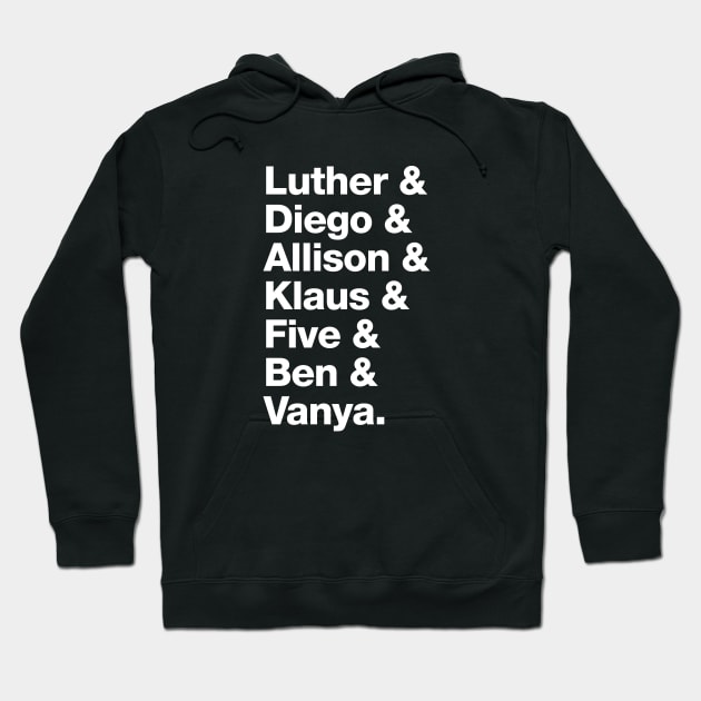 The Umbrella Academy Character Names - White Hoodie by viking_elf